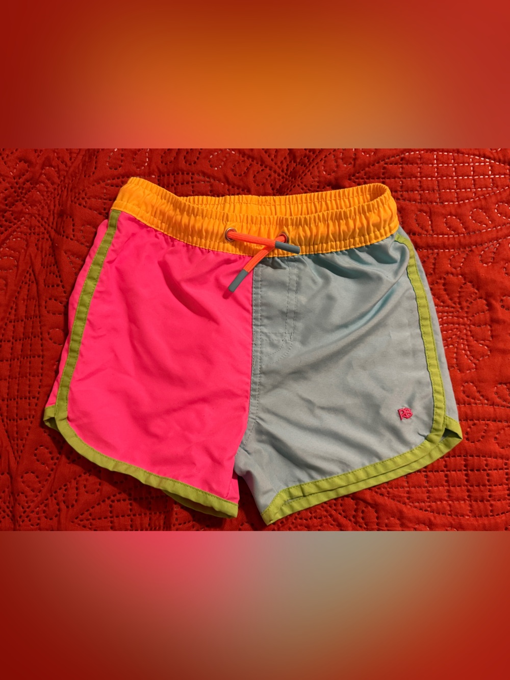 RuggedButts 3T neon color block swim shorts